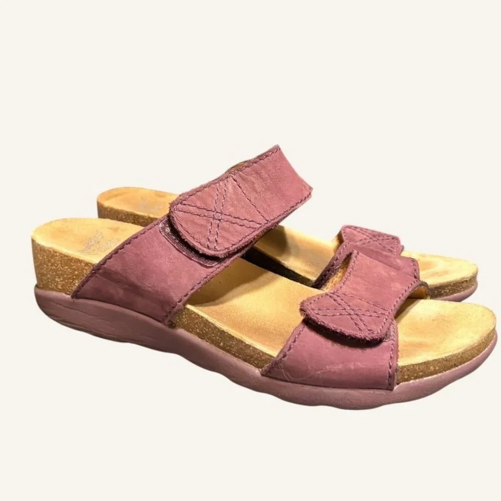 Dansko Maddy Wedge Slide Sandal 40 10 Plum Nubuck Leather Cork Platform - Picture 8 of 12